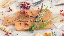  Presentation with flowers - Colorful presentation theme enhanced with dried flowers on wooden background backdrop and a coral colored foreground