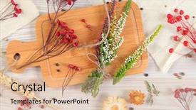  Presentation with flowers - Presentation theme featuring dried flowers on wooden background background and a  colored foreground