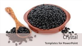  Presentation with turtle - Slide set featuring dried food - black turtle bean pulses background and a soft green colored foreground