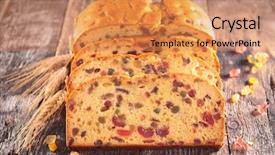  Presentation with cake - PPT layouts having dried fruit cake background and a coral colored foreground