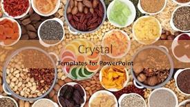  Presentation with dried food - Audience pleasing slide deck consisting of dried-fruit-nuts-and-seed backdrop and a coral colored foreground