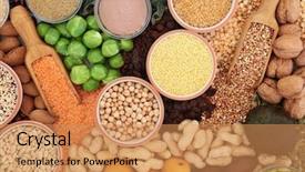  Presentation with dietary supplement - Slides having dried fruit nuts seeds grain background and a coral colored foreground