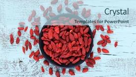  Presentation with goji - Presentation theme featuring dried fruit - goji berries in black saucer background and a  colored foreground