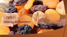  Presentation with fruits - Amazing presentation having dried-fruits-close-up backdrop and a gold colored foreground