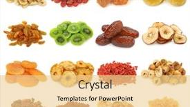  Presentation with fruit banana - Slide deck consisting of dried fruits collection-banana strawberries background and a blonde colored foreground