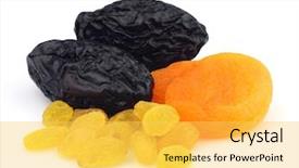  Presentation with nutrition - Colorful PPT layouts enhanced with dried fruits in closeup use it for a health and nutrition concept backdrop and a yellow colored foreground