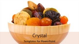  Presentation with bowl - Presentation theme consisting of dried fruits in wooden bowl background and a yellow colored foreground