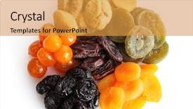  Presentation with dried vine fruit - PPT layouts with dried fruits isolated on white background and a  colored foreground