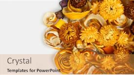  Presentation with lemon - Audience pleasing PPT layouts consisting of dried-fruits-lemon-orange backdrop and a gold colored foreground