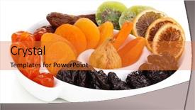  Presentation with dried vine fruit - Audience pleasing presentation theme consisting of dried fruits on plate isolated backdrop and a gold colored foreground