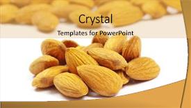  Presentation with almonds - PPT layouts consisting of dried fruits seeds nuts - almonds isolated on a white background and a yellow colored foreground