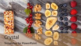  Presentation with muesli - Cool new slides with dried fruits seeds nuts - muesli bar with berries backdrop and a coral colored foreground