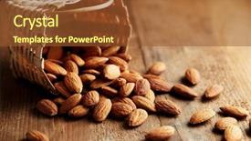  Presentation with almonds - Cool new slide set with dried fruits seeds nuts - whole almonds falling backdrop and a tawny brown colored foreground