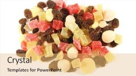  Presentation with healthy snack - Cool new presentation theme with dried fruits snack a healthy junk food alternative for children backdrop and a yellow colored foreground