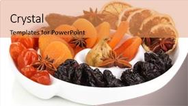  Presentation with white plate - Amazing PPT theme having dried fruits with anise stars backdrop and a gold colored foreground