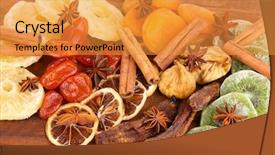  Presentation with cinnamon - Colorful theme enhanced with dried fruits with cinnamon backdrop and a gold colored foreground
