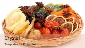  Presentation with cinnamon - Colorful presentation design enhanced with dried fruits with cinnamon backdrop and a coral colored foreground