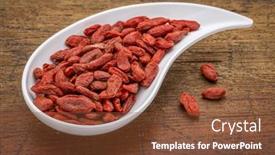  Presentation with wood-rustic - Slides having dried-goji-berries and a tawny brown colored foreground