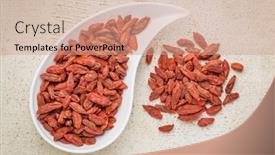  Presentation with wood-rustic - PPT layouts having dried-goji-berries and a coral colored foreground