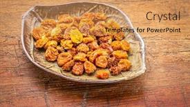  Presentation with wood rustic - PPT theme having dried-goldenberries-in-a-ceramic background and a yellow colored foreground