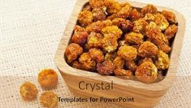  Presentation with dietary fiber - PPT theme consisting of dried-goldenberries-physalis-peruviana-superfruit background and a gold colored foreground