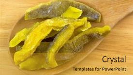  Presentation with healthy snack - Beautiful presentation theme featuring dried guava chips slices preserved backdrop and a gold colored foreground