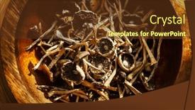  Presentation with magic mushrooms - Theme enhanced with dried-hallucinogenic-magic-mushrooms background and a tawny brown colored foreground