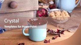  Presentation with hibiscus - Colorful PPT theme enhanced with dried hibiscus tea in color mug brown sugar in box on wooden background backdrop and a coral colored foreground