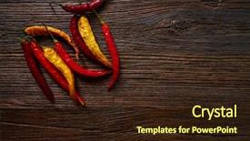  Presentation with aged wood - Audience pleasing PPT theme consisting of dried hot chili peppers on aged wood background backdrop and a wine colored foreground