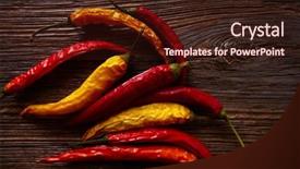 Presentation with aged wood - PPT theme enhanced with dried hot chili peppers on aged wood background background and a wine colored foreground