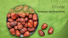  Presentation with black paper - Colorful presentation design enhanced with dried jujube fruits on a black plate against textured bark paper backdrop and a yellow colored foreground