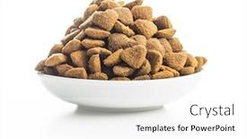  Presentation with pet food - Audience pleasing theme consisting of dried-kibble-pet-food backdrop and a white colored foreground