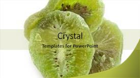  Presentation with kiwi - Slide deck having dried kiwi isolated on white background background and a yellow colored foreground