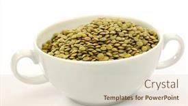  Presentation with lentils - Audience pleasing PPT theme consisting of dried-lentils-in-a-white backdrop and a lemonade colored foreground