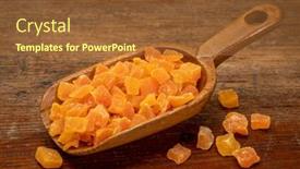  Presentation with mango fruit - Beautiful PPT theme featuring dried-mango-fruit-diced-rustic backdrop and a tawny brown colored foreground