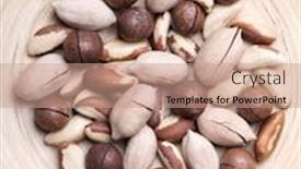  Presentation with macadamia nuts - Beautiful PPT layouts featuring dried-mixed-nuts-in-wooden backdrop and a coral colored foreground
