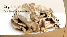  Presentation with mushrooms - PPT layouts with dried mushrooms on white background background and a lemonade colored foreground