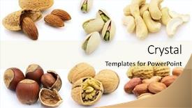  Presentation with dried fruits seeds nuts - PPT theme consisting of dried nuts on a white background and a lemonade colored foreground