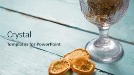  Presentation with orange slice - Cool new PPT theme with dried orange slice with glass backdrop and a sky blue colored foreground