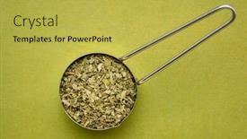  Presentation with oregano - Slides consisting of dried-oregano-leaf background and a yellow colored foreground