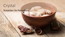  Presentation with black ceramic - PPT layouts having dried-organic-pecan-nuts background and a coral colored foreground