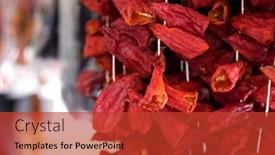  Presentation with pepper - Cool new PPT theme with dried-paprika-pepper-pieces-hanging backdrop and a red colored foreground