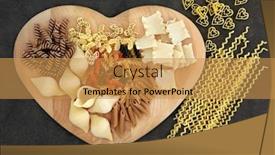  Presentation with dried food - Cool new theme with dried pasta food selection on a heart shaped wooden board backdrop and a gold colored foreground