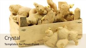  Presentation with root - PPT theme consisting of dried pieces of ginger root background and a yellow colored foreground
