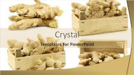  Presentation with ginger - Presentation design consisting of dried-pieces-of-ginger-root background and a yellow colored foreground