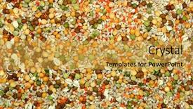  Presentation with dried food - Presentation consisting of dried pulses background and a gold colored foreground