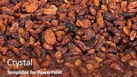  Presentation with dried banana chips - Amazing presentation design having dried-raisins-sultana-background backdrop and a tawny brown colored foreground