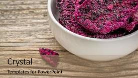  Presentation with dragon fruit - Presentation having dried red dragon fruit background and a coral colored foreground