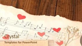  Presentation with music book - Colorful PPT layouts enhanced with dried rose flower on music backdrop and a lemonade colored foreground