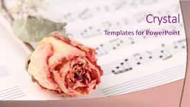  Presentation with music book - PPT theme consisting of dried rose flower on music background and a sky blue colored foreground